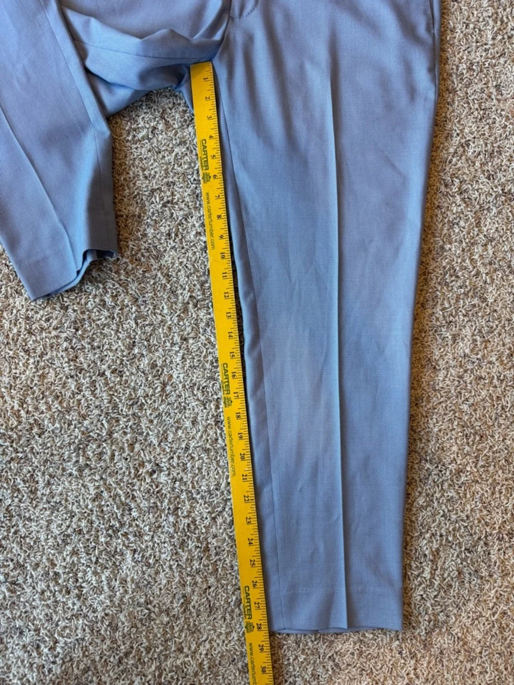 ZARA Mens 36x28 Straight Fit Light Blue Flat Front Trouser Dress Suit Pants